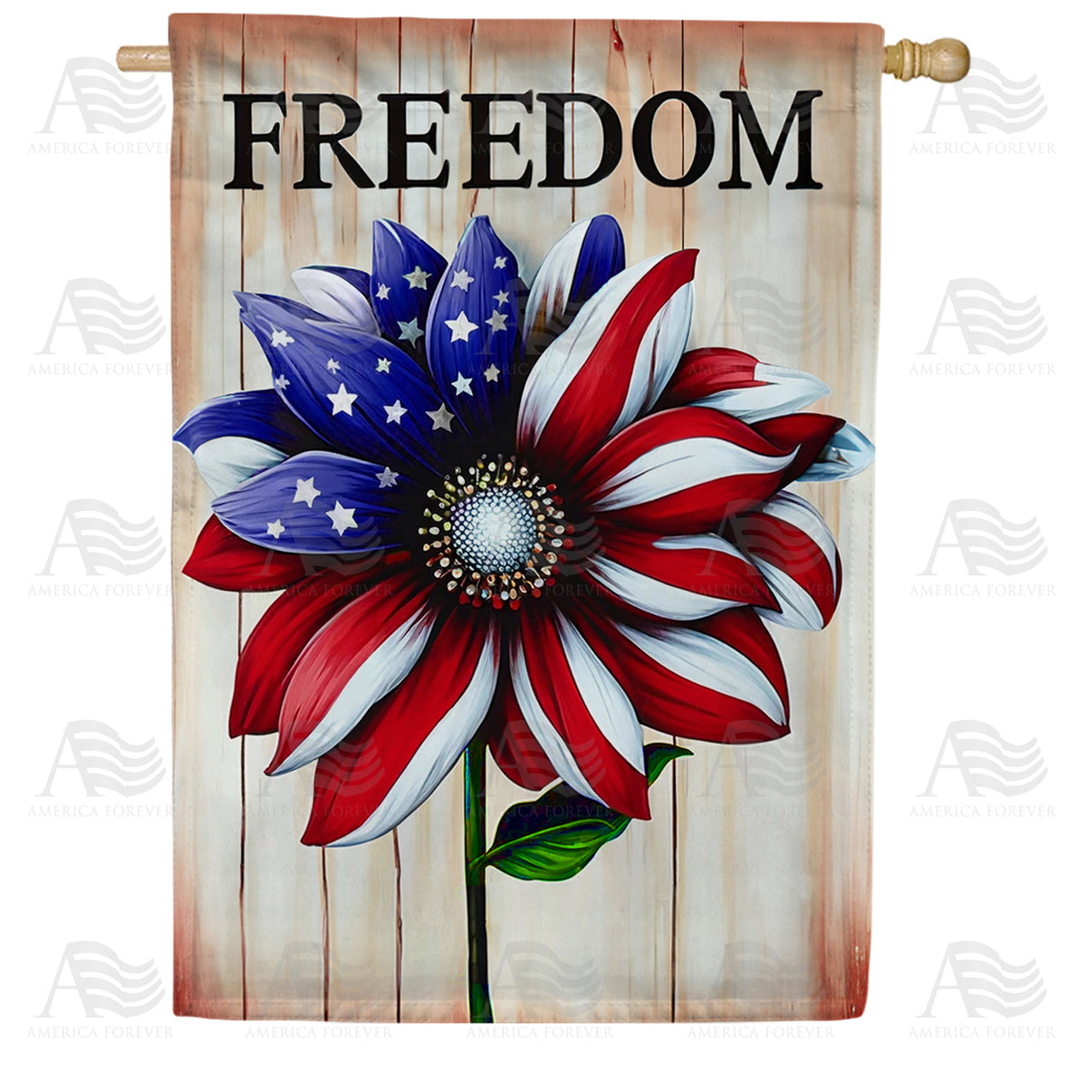 America Forever Freedom Patriotic Flower House Flag