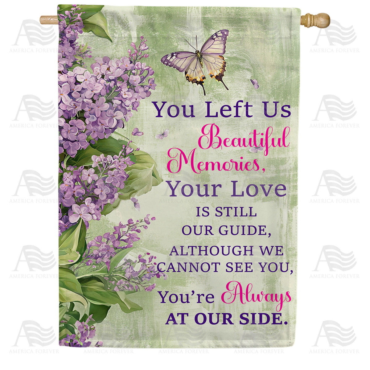 America Forever Lilac Memorial Butterfly House Flag