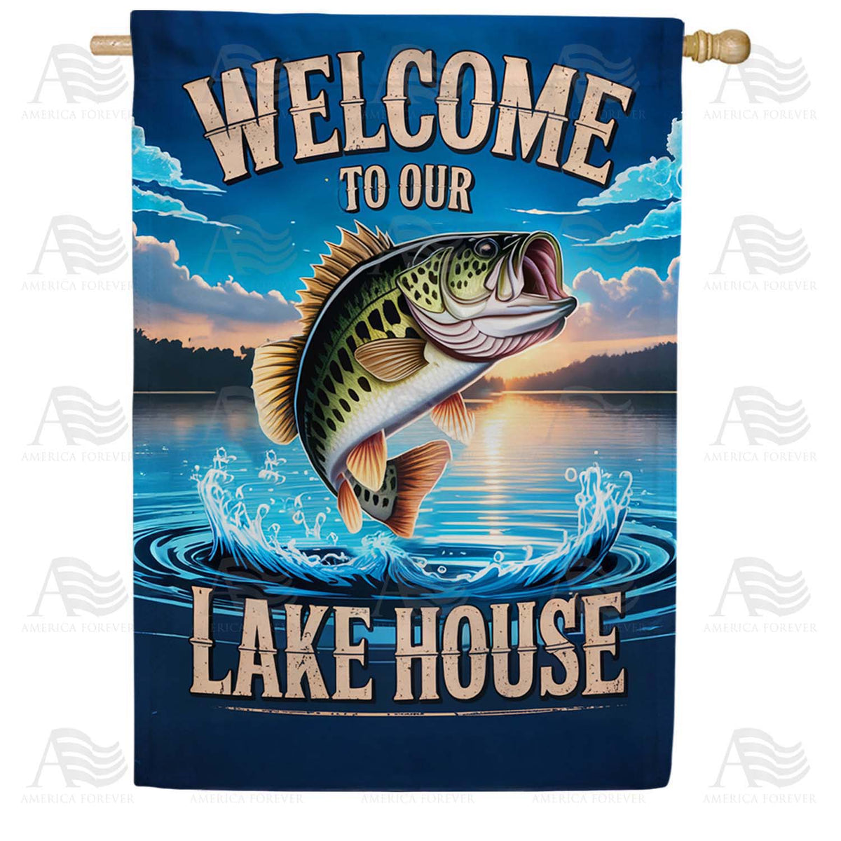 Welcome Lake House Bass House Flag