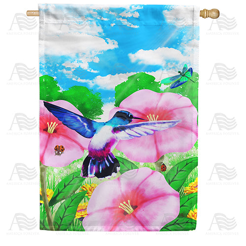 America Forever Watercolor Spring Hibiscus House Flag