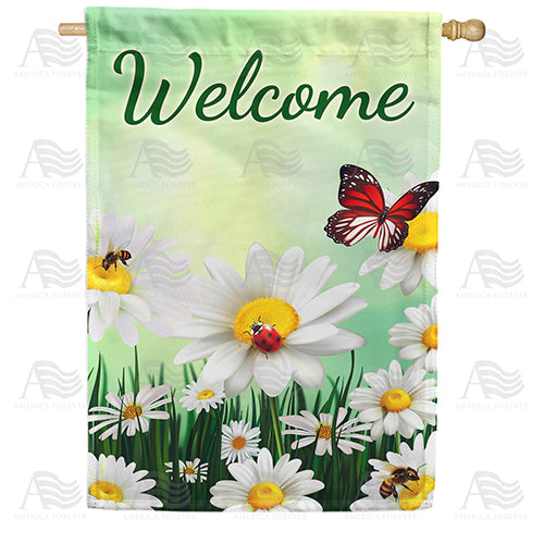 America Forever Daisies Welcome House Flag