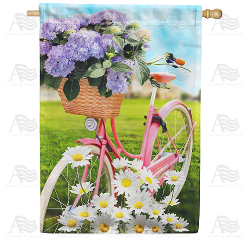 America Forever Pedaling Petals House Flag