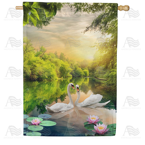 America Forever Swan Lotus Lake House Flag