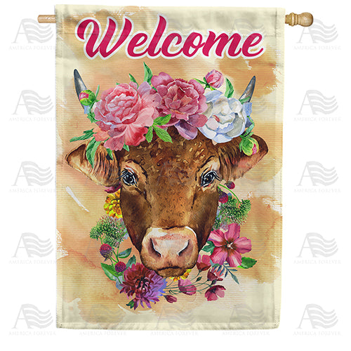 America Forever Brown Cow Welcome House Flag