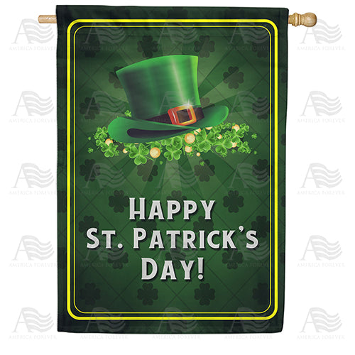 America Forever Leprechaun Hat And Clover House Flag