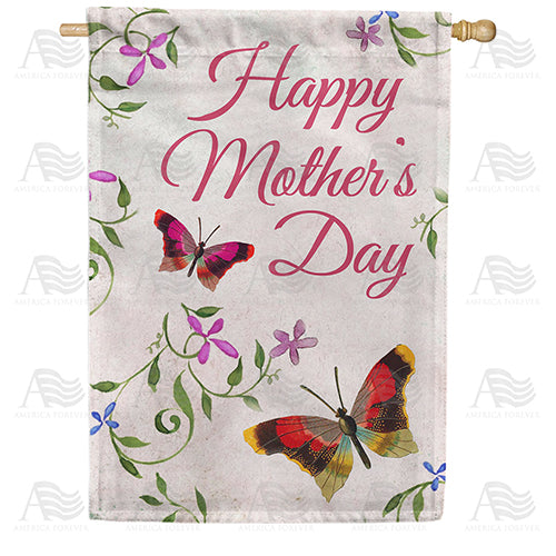 America Forever Mother's Day Butterflies House Flag