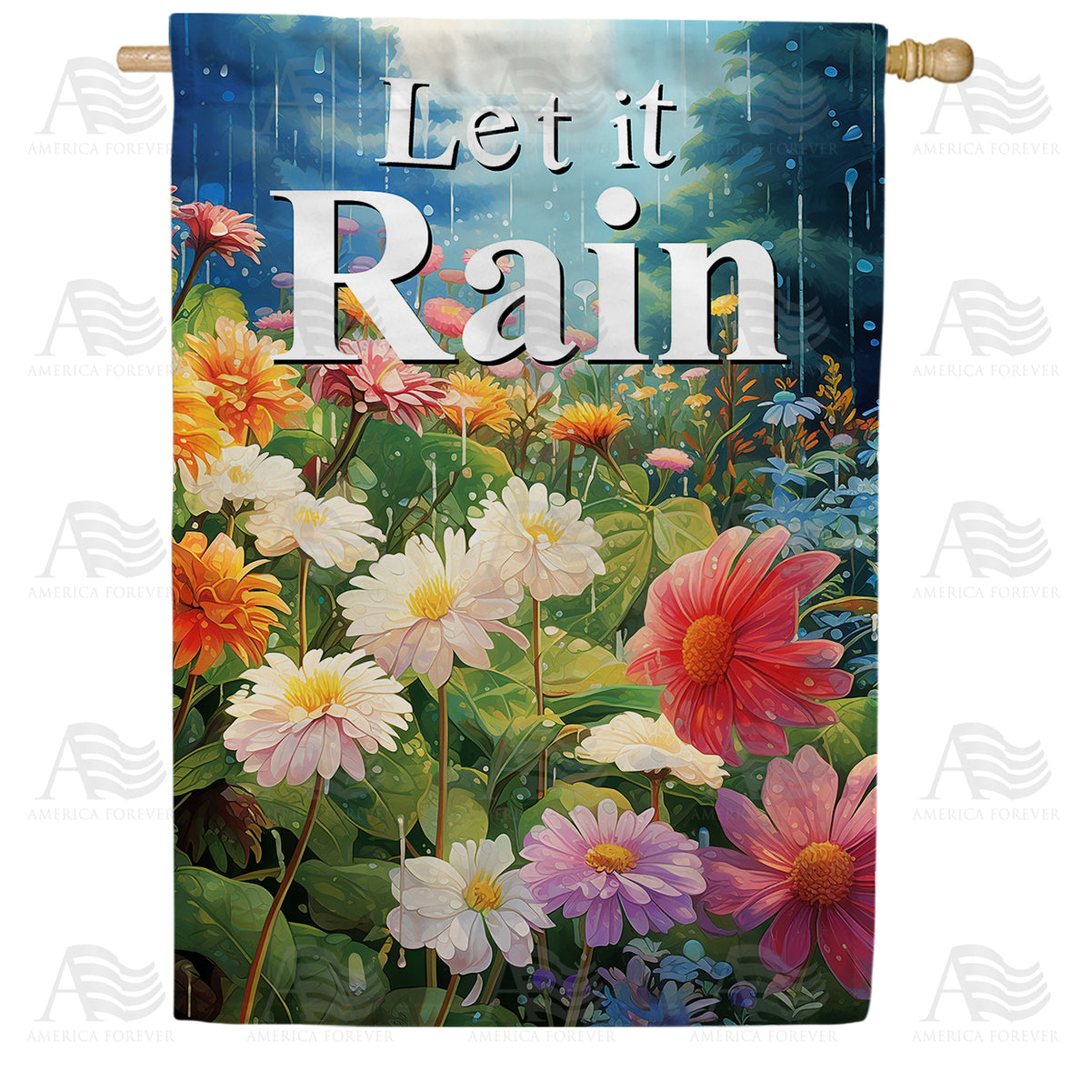America Forever Blooming Shower House Flag