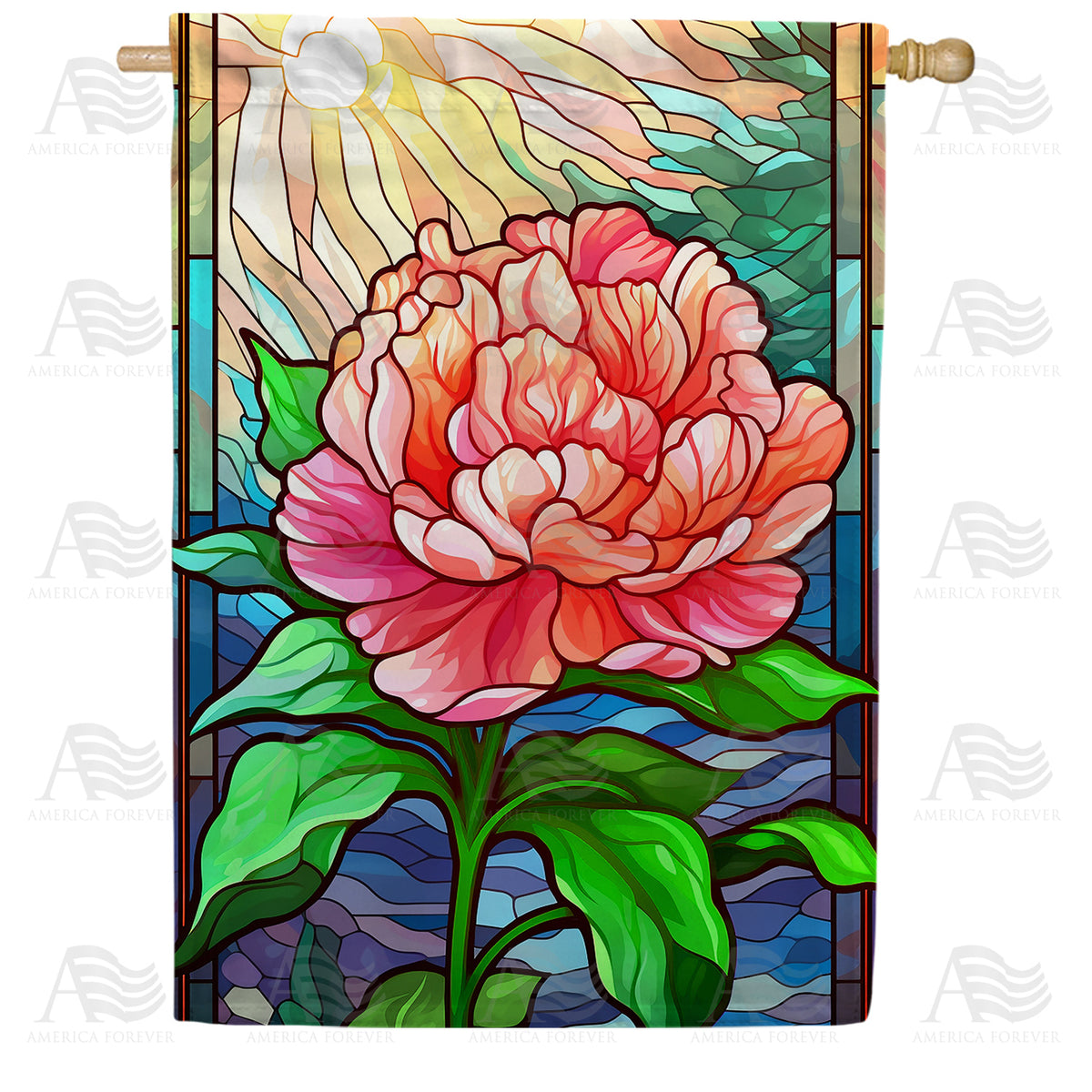 America Forever Sunlight Flower House Flag