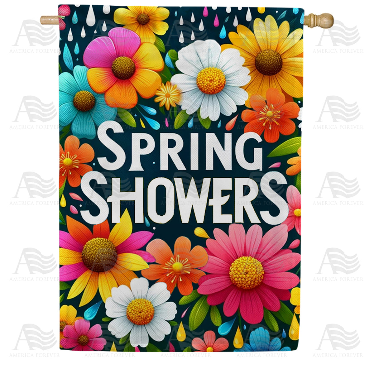 America Forever Vibrant Spring Showers Floral House Flag