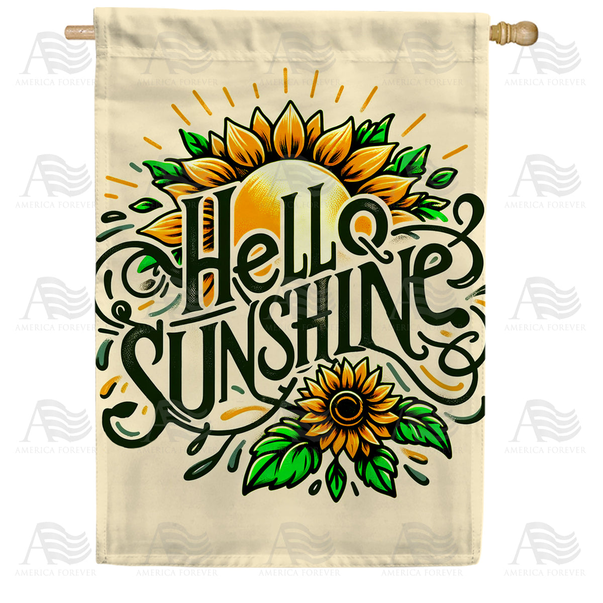 America Forever Radiant Sunflower Greetings House Flag