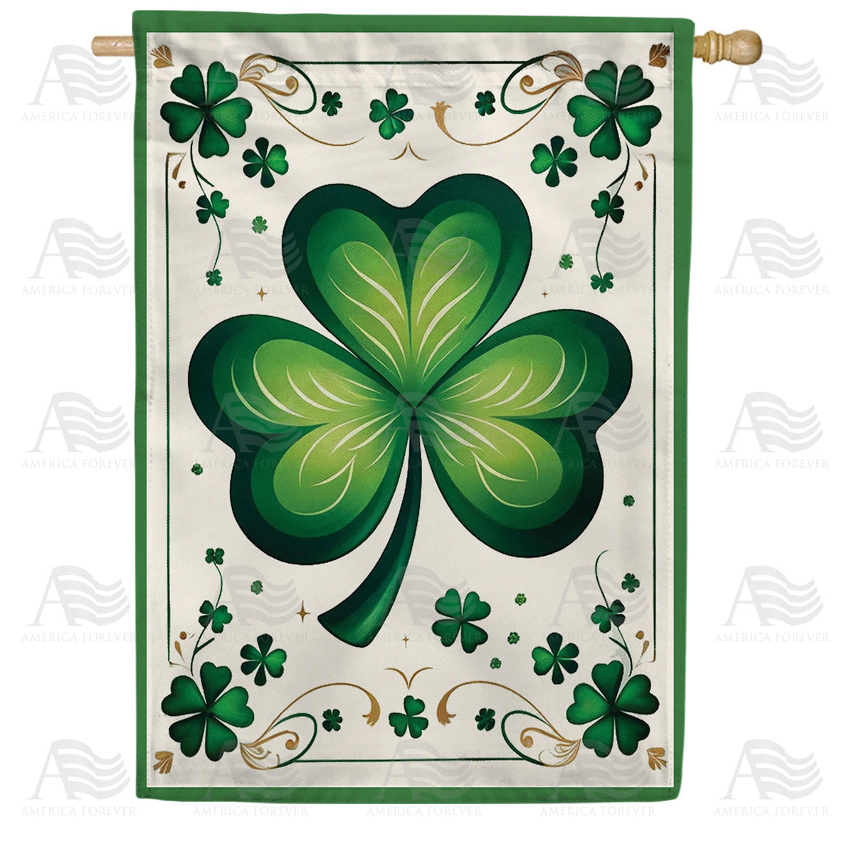 America Forever Emerald Elegance Shamrock House Flag