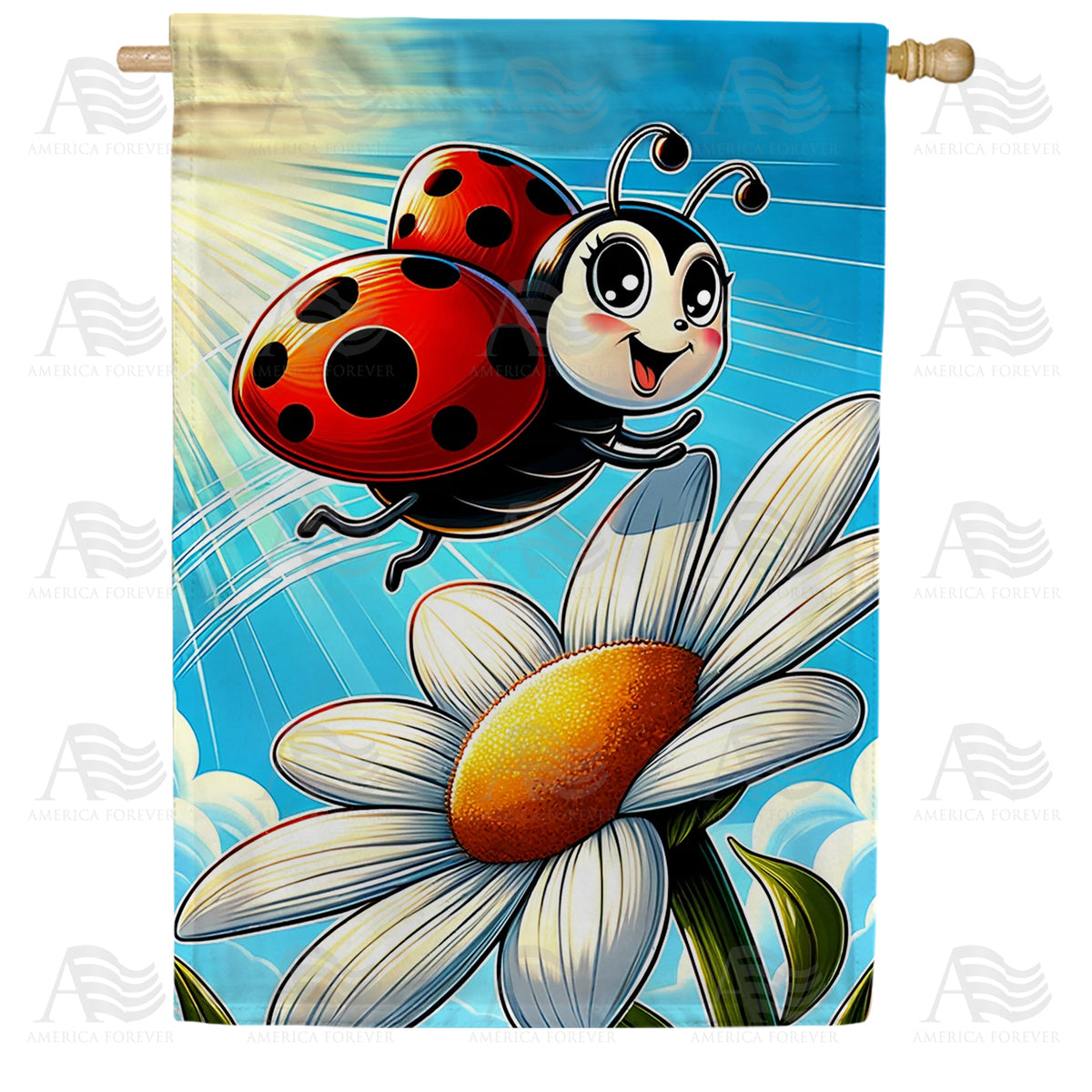 America Forever Ladybug on Daisy Delight House Flag