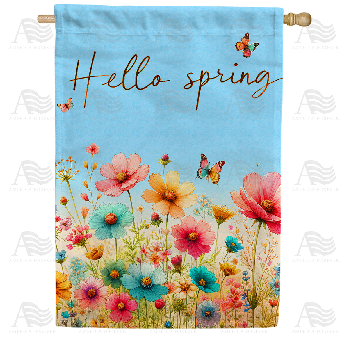America Forever Spring Blossom Welcome House Flag