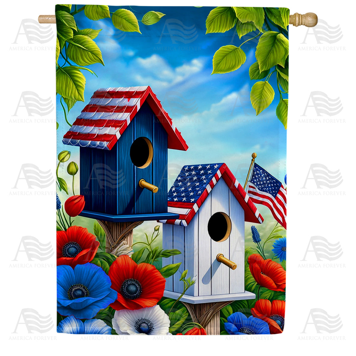 America Forever Americana Patriotic Birdhouses House Flag