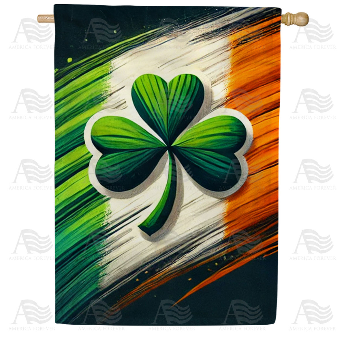 America Forever Irish Pride Shamrock House Flag