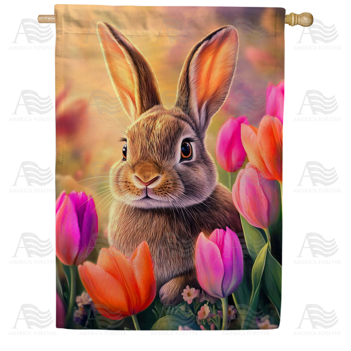 America Forever Spring Bunny House Flag