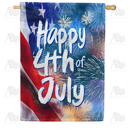 America Forever Happy 4th of July House Flag