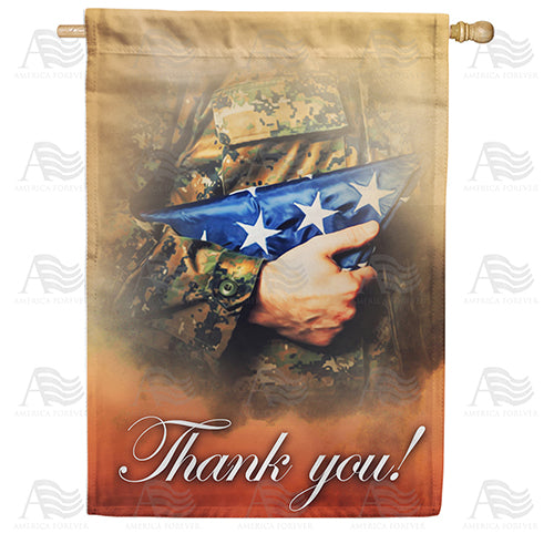 America Forever Thank You Military House Flag