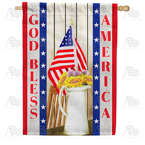 America Forever Patriotic Flower Vase House Flag