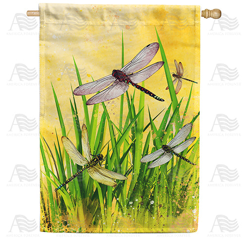 America Forever Summer Dragonflies House Flag