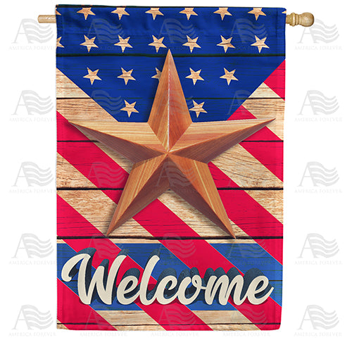 America Forever Wooden Star Welcome House Flag