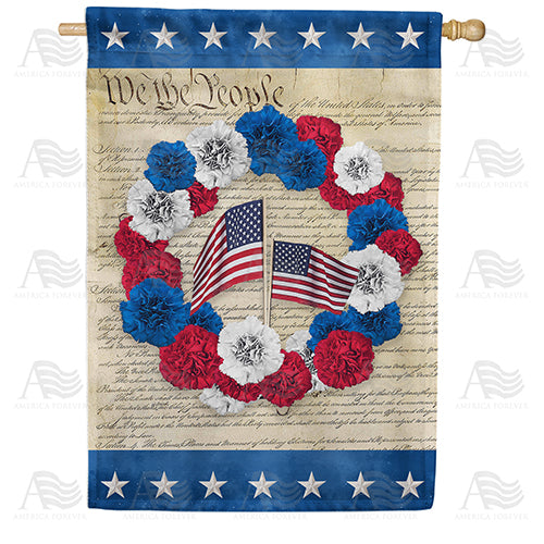 America Forever Constitution Wreath House Flag