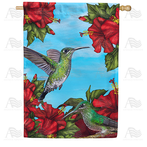 America Forever Green Hummingbirds House Flag