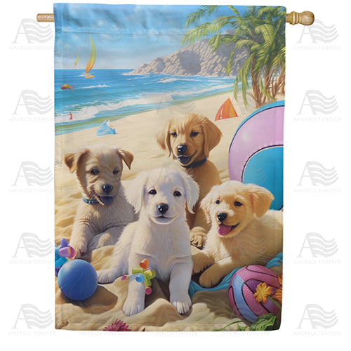 America Forever Beach Puppies House Flag