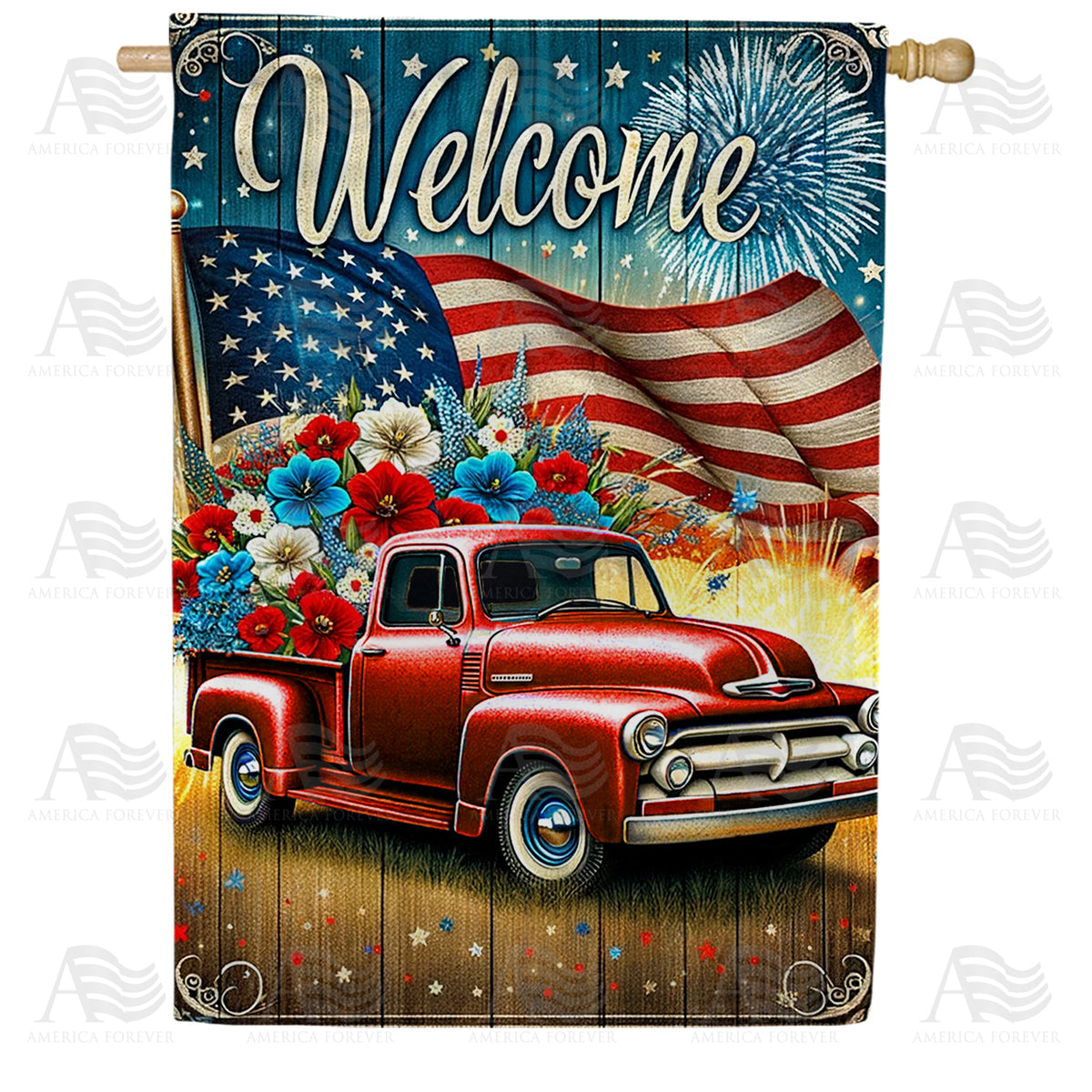 America Forever Patriotic Pickup Welcome House Flag