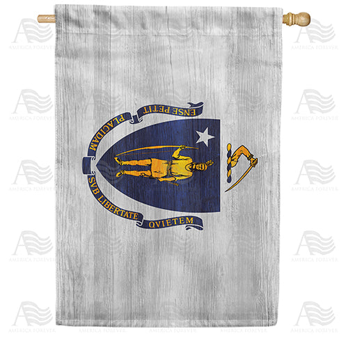 America Forever Massachusetts State Wood-Style House Flag