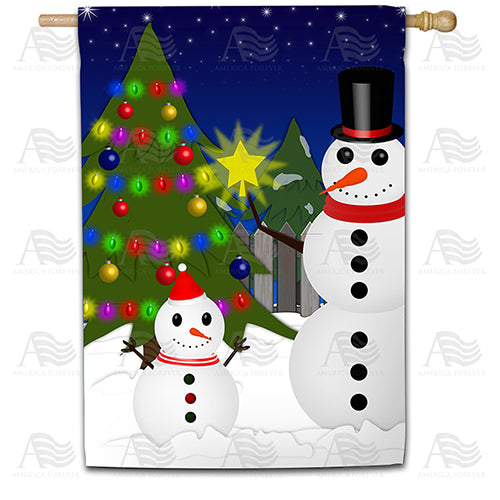 America Forever Snowman Christmas Tree House Flag