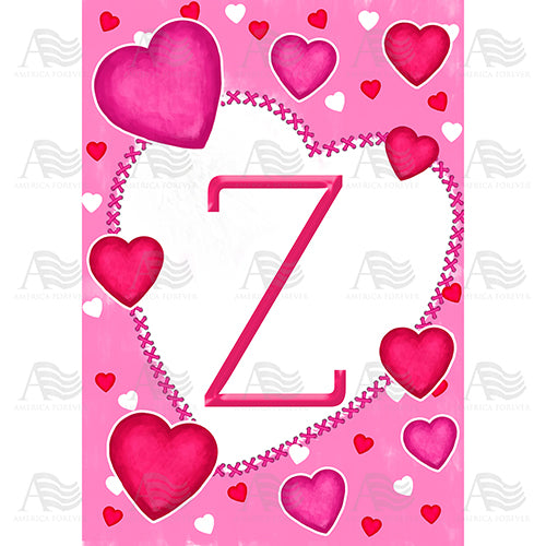 America Forever Happy Valentine's Day Hearts Monogram House Flag