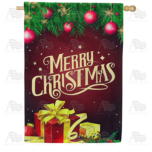 America Forever Merry Christmas Foil Wrapped Gifts House Flag