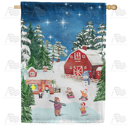 America Forever Wee Winter Village House Flag