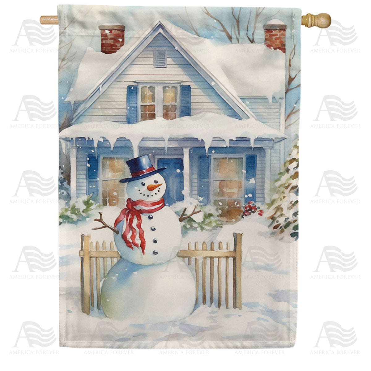 America Forever Snowman Greeter House Flag
