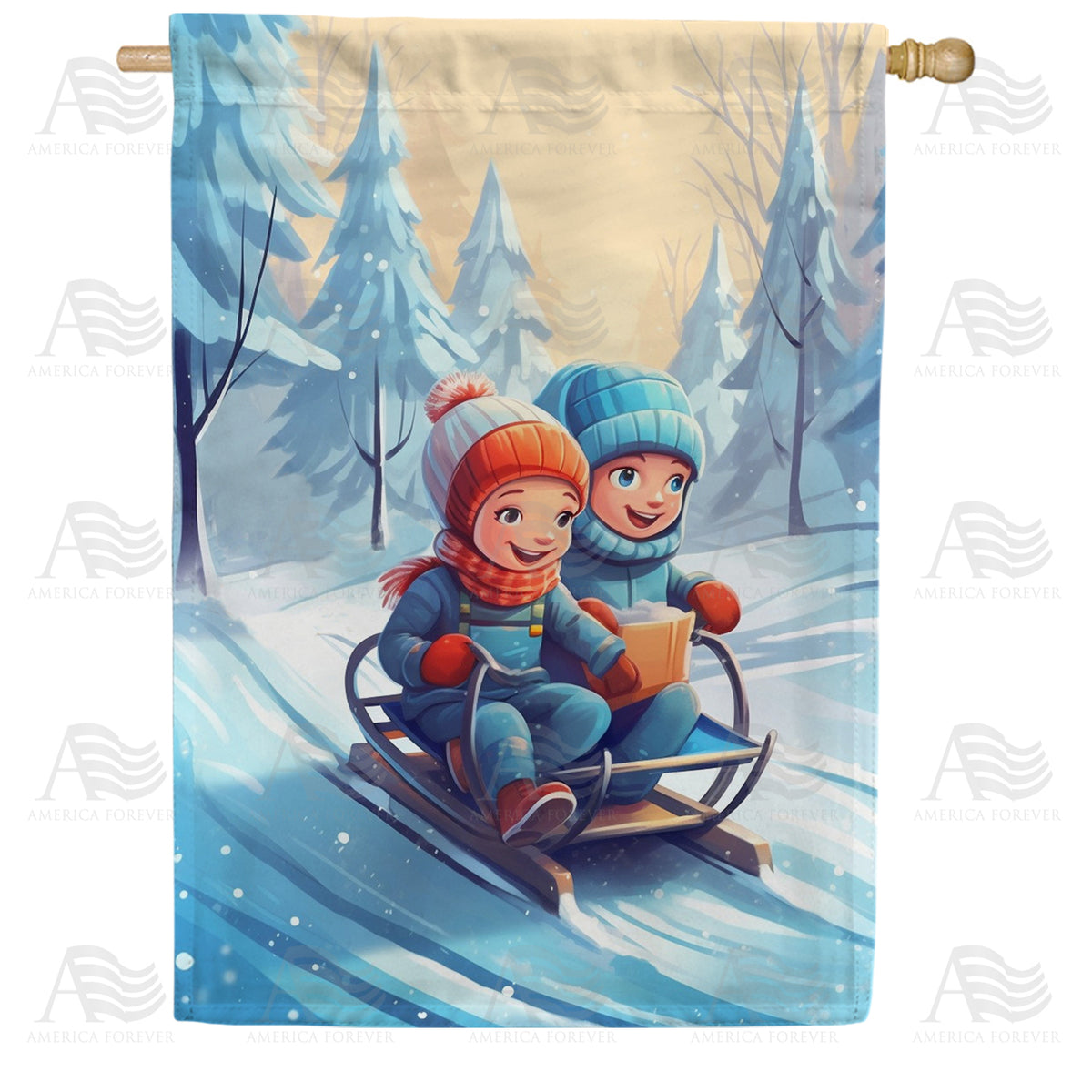 America Forever Toboggan For Two House Flag