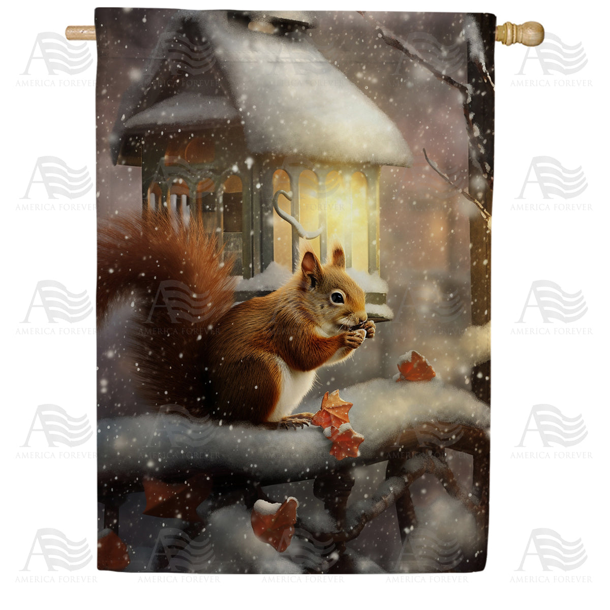 America Forever Squirrel's Evening Snack House Flag