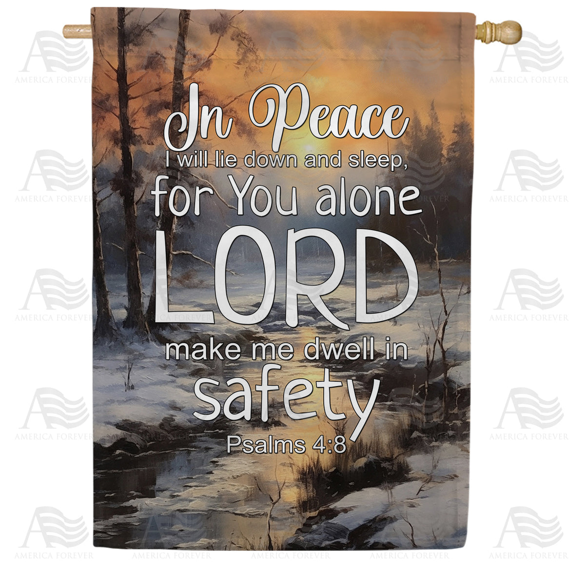 America Forever Psalms 4:8 House Flag