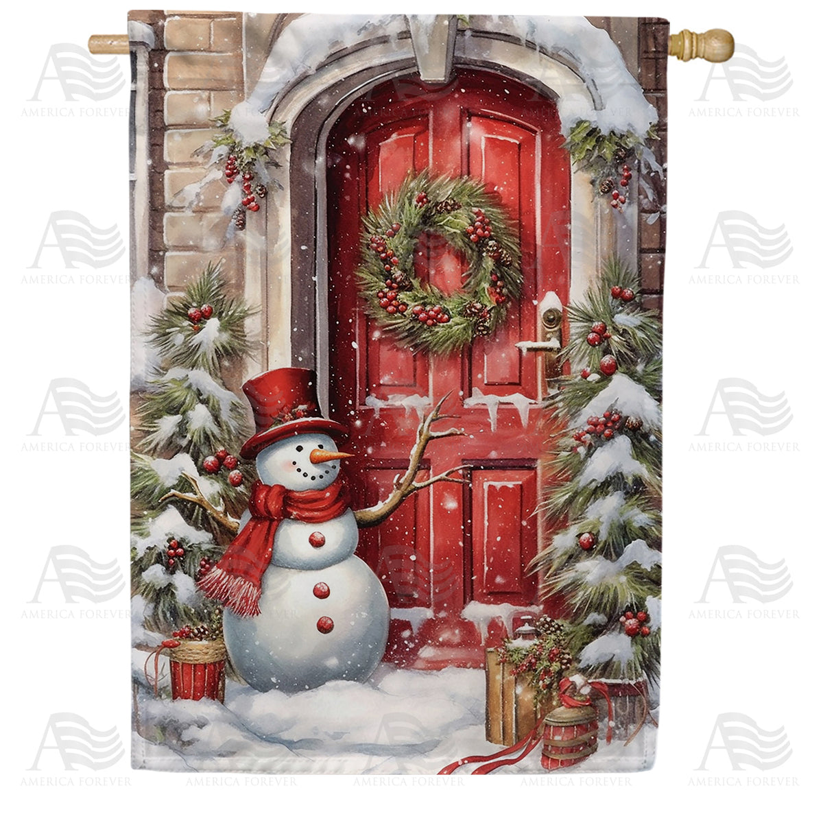 America Forever Knock Knock Winter Is Here House Flag