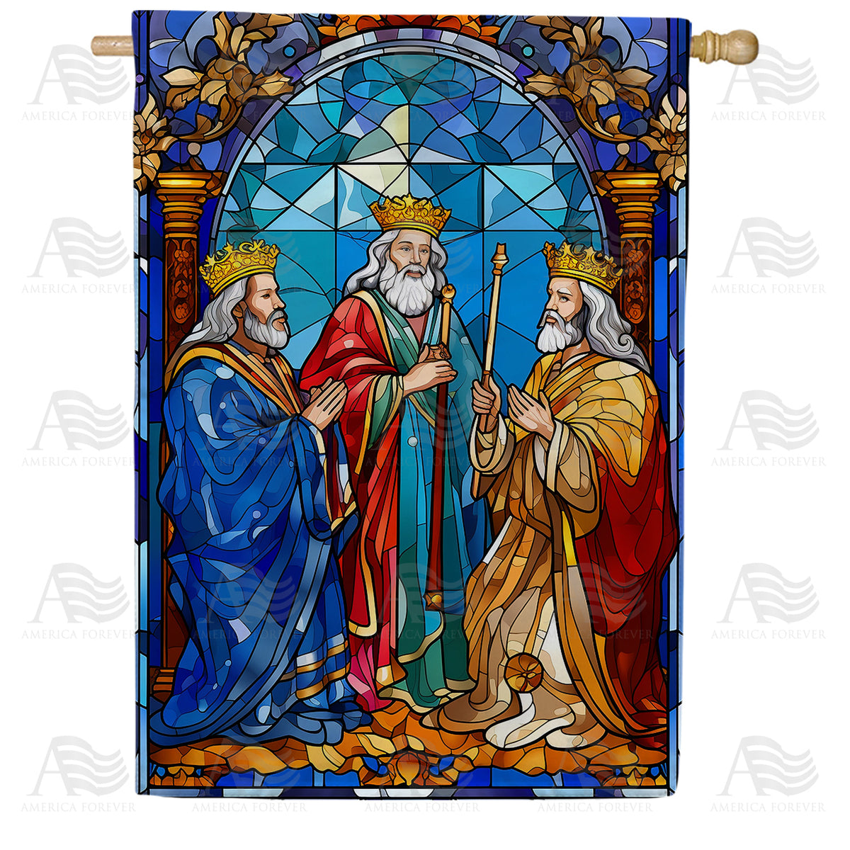 America Forever Stained Glass Royalty House Flag
