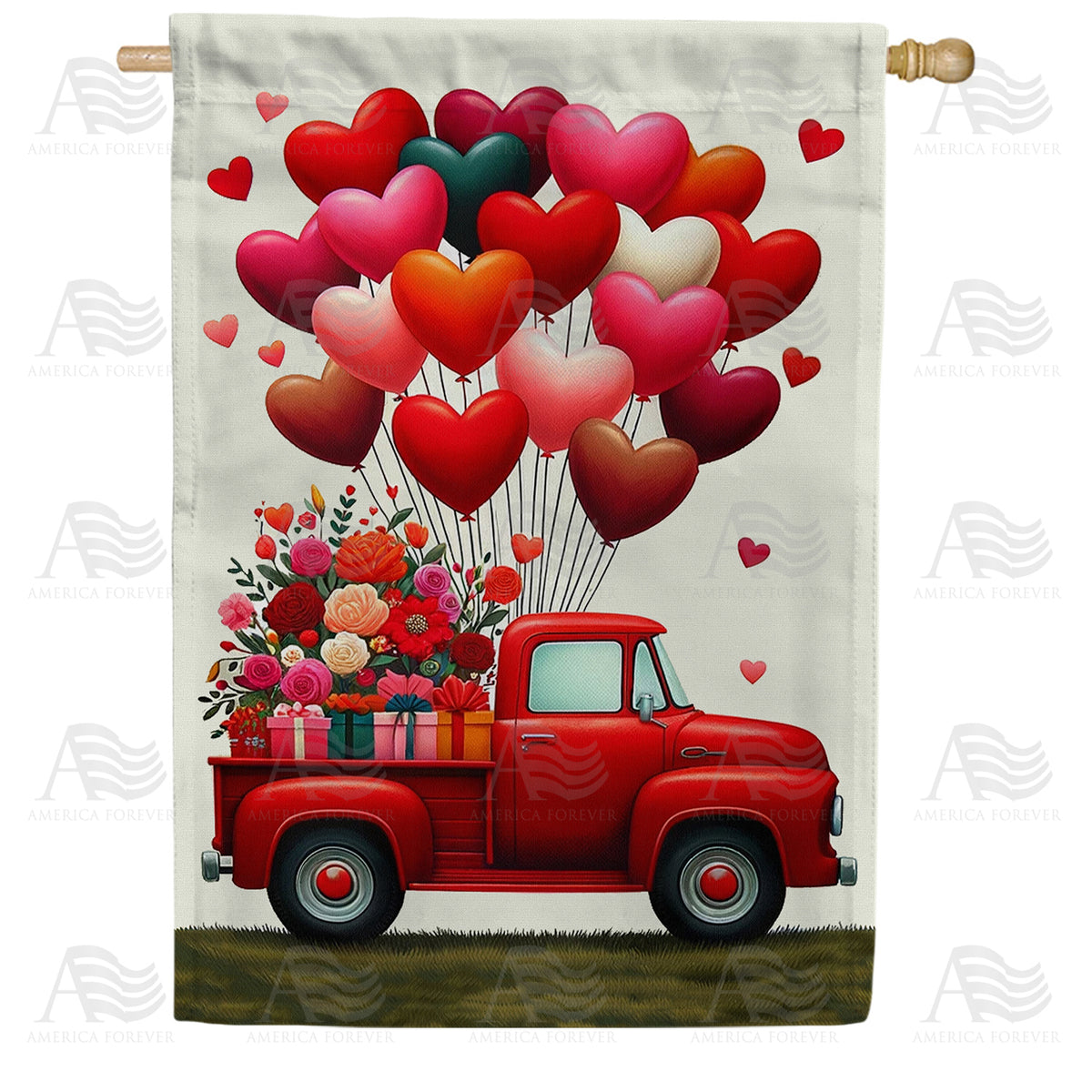 America Forever Heart Balloons and Blossoms Delivery House Flag