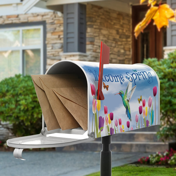 America Forever Spring Hummingbird and Tulips Mailbox Cover