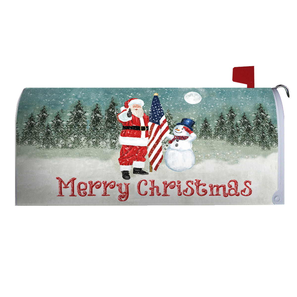 America Forever Merry Christmas USA Mailbox Cover