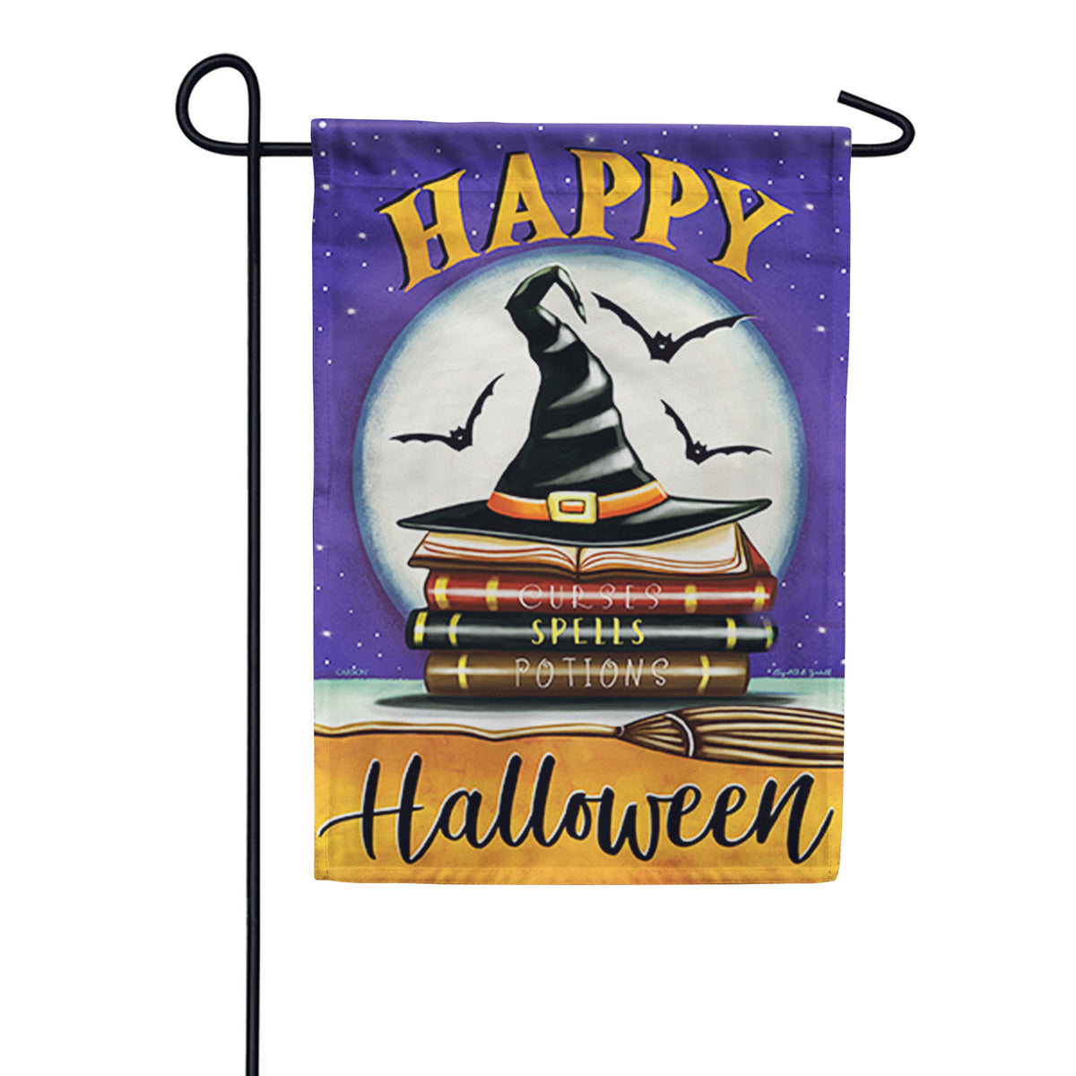 Carson Witch Hat & Books Garden Flag