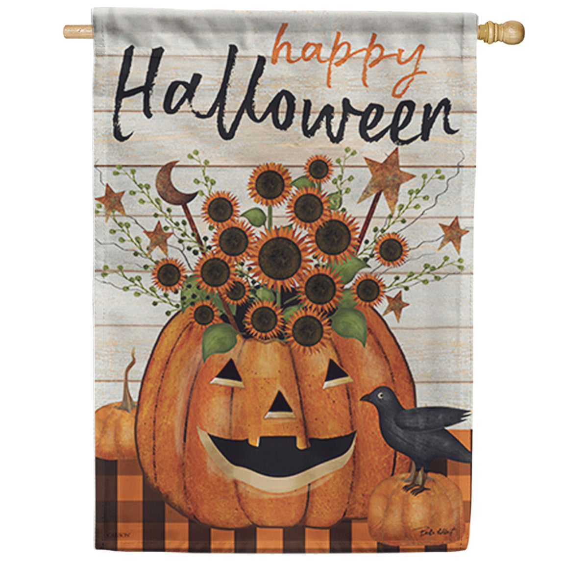 Carson Jack O'Lantern Floral House Flag