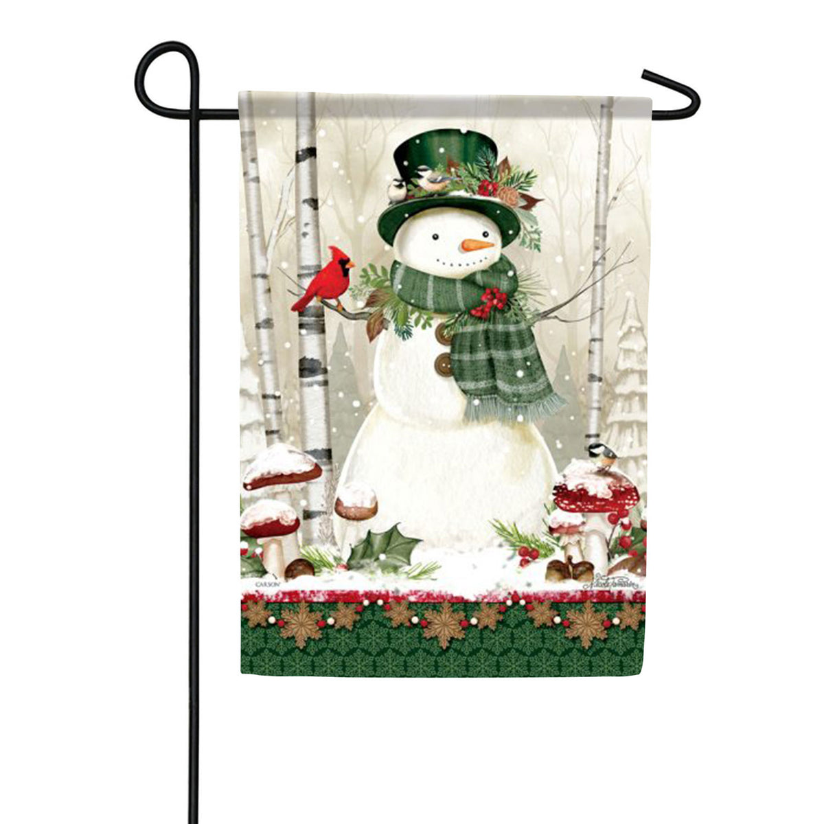 Mushroom Snowman Double Sided Garden Flag