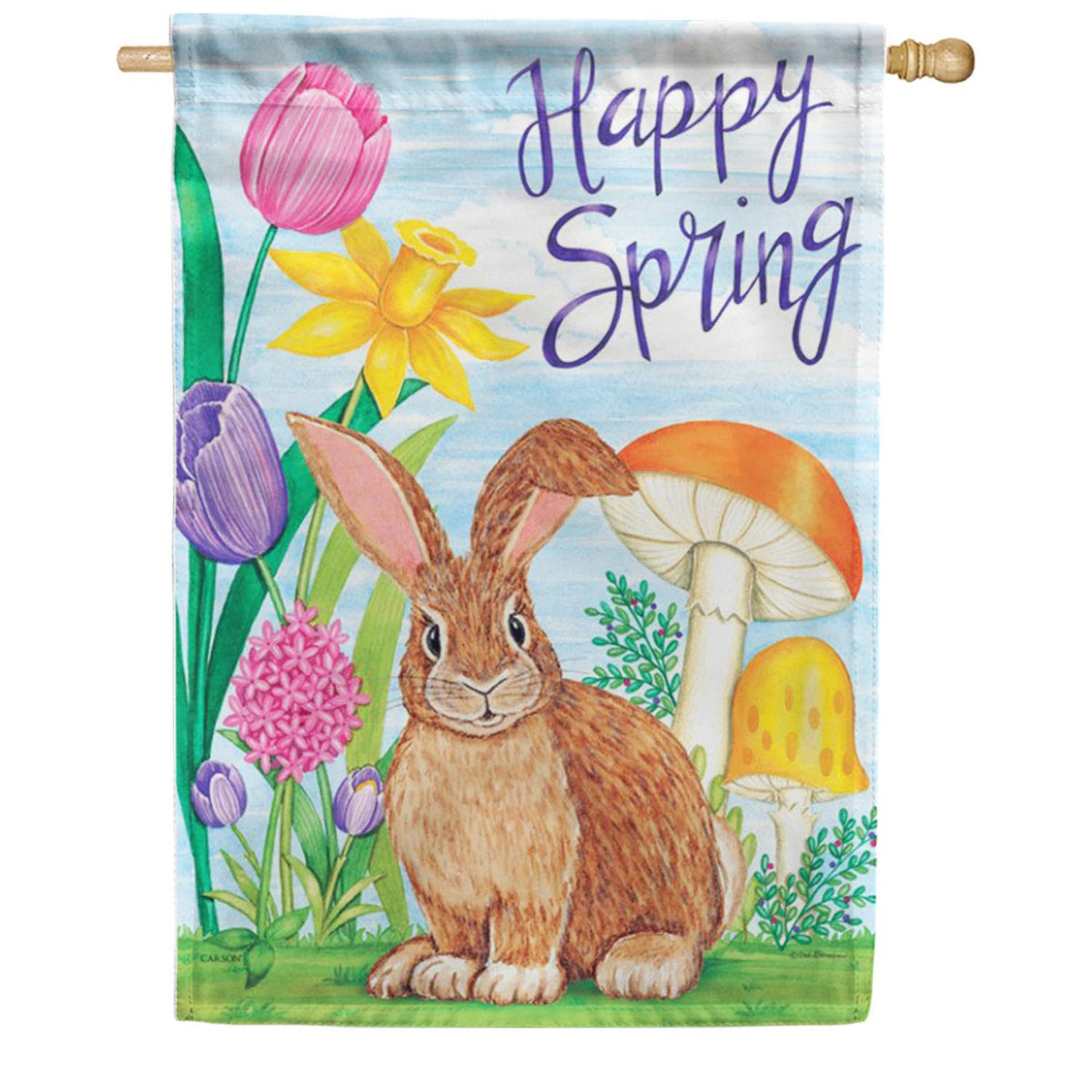 Carson Happy Spring Bunny House Flag
