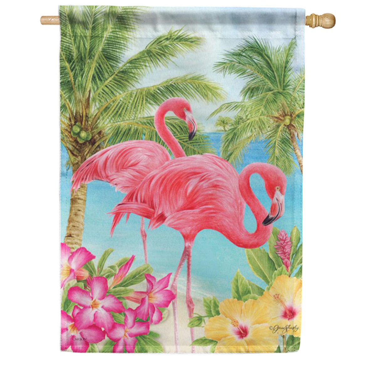 Carson Flamingo Tropic House Flag