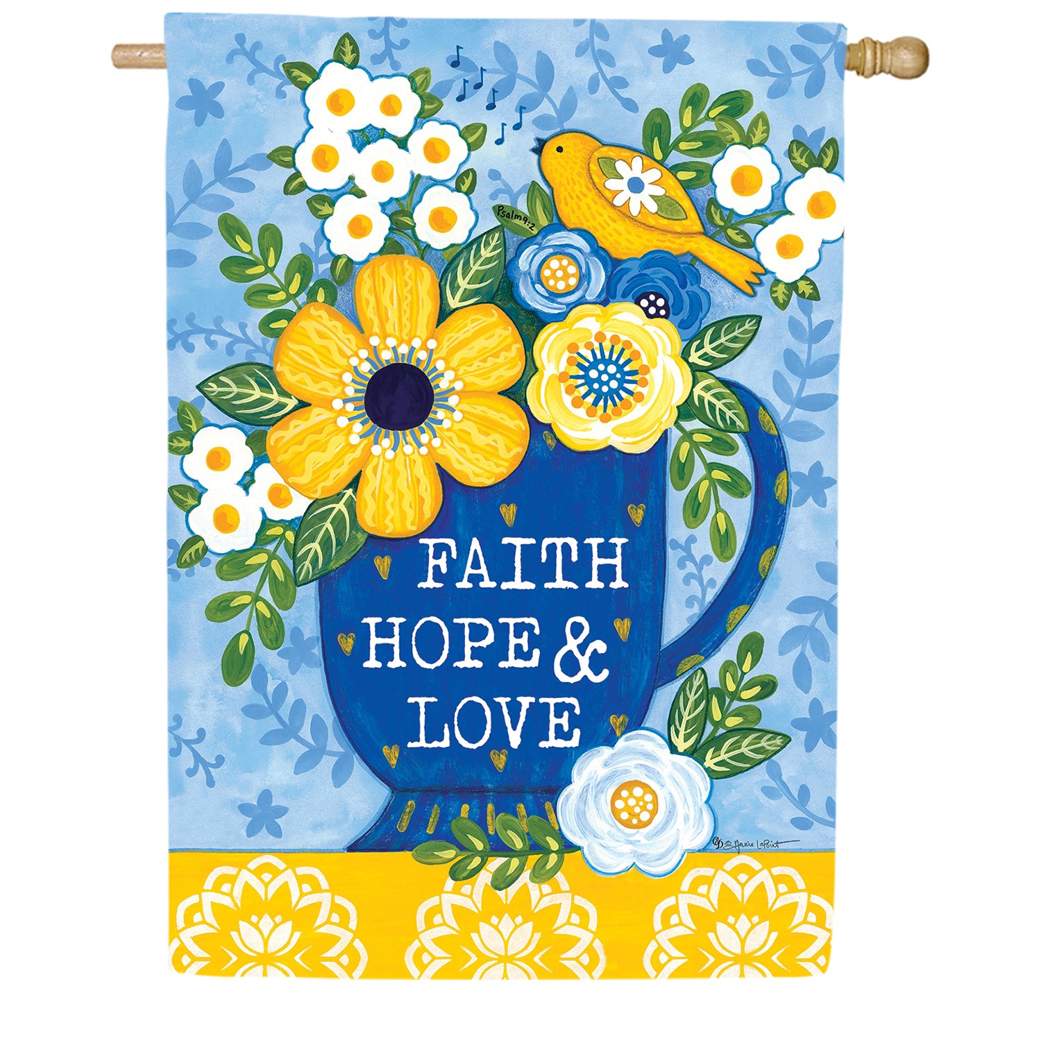 Custom Decor Faith, Hope, Love House Flag