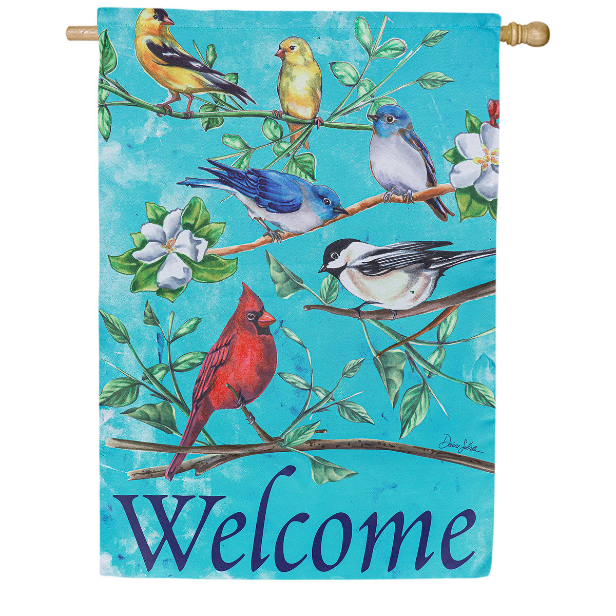 Evergreen Multi Birds Suede House Flag